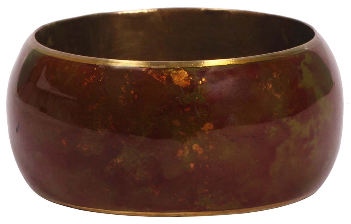 Round Broad Bangle - Speckled Brown Exteriors & Dull Golden Interiors - Handmade in Brass & Iron - Fashion Accessories - Unique Metal Jewelry - Buy in Bulk Wholesale
